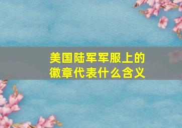 美国陆军军服上的徽章代表什么含义