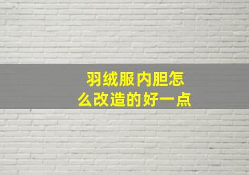 羽绒服内胆怎么改造的好一点