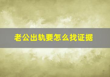 老公出轨要怎么找证据