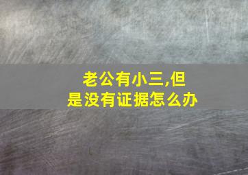 老公有小三,但是没有证据怎么办