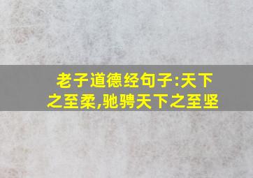 老子道德经句子:天下之至柔,驰骋天下之至坚