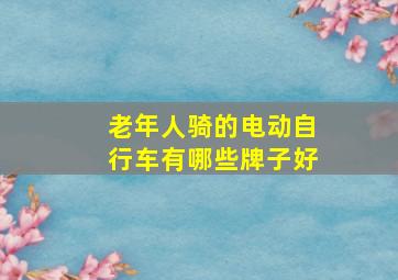 老年人骑的电动自行车有哪些牌子好