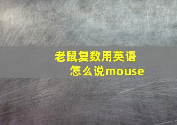 老鼠复数用英语怎么说mouse