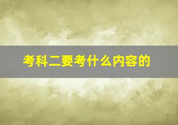 考科二要考什么内容的