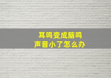 耳鸣变成脑鸣声音小了怎么办