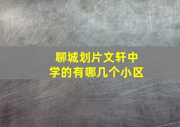 聊城划片文轩中学的有哪几个小区