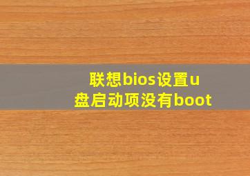 联想bios设置u盘启动项没有boot