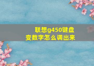 联想g450键盘变数字怎么调出来