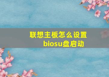 联想主板怎么设置biosu盘启动