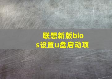 联想新版bios设置u盘启动项