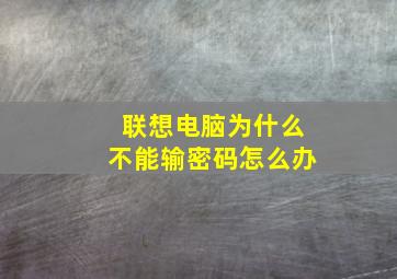 联想电脑为什么不能输密码怎么办