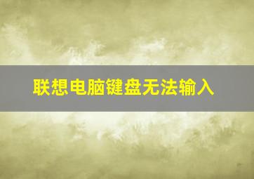 联想电脑键盘无法输入