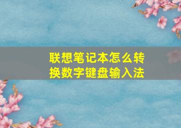 联想笔记本怎么转换数字键盘输入法