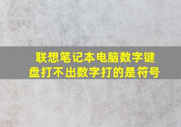 联想笔记本电脑数字键盘打不出数字打的是符号