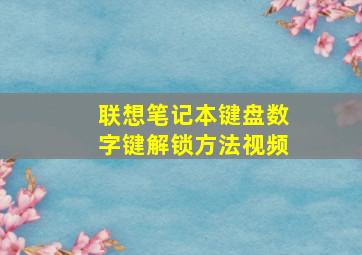 联想笔记本键盘数字键解锁方法视频