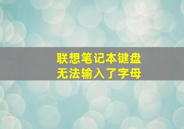 联想笔记本键盘无法输入了字母