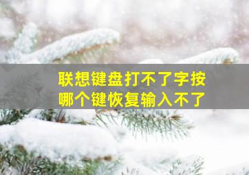 联想键盘打不了字按哪个键恢复输入不了