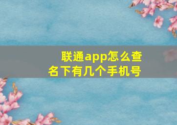 联通app怎么查名下有几个手机号