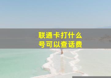 联通卡打什么号可以查话费