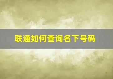 联通如何查询名下号码