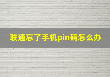 联通忘了手机pin码怎么办