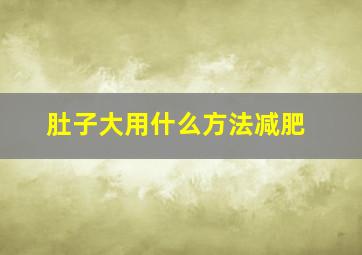 肚子大用什么方法减肥