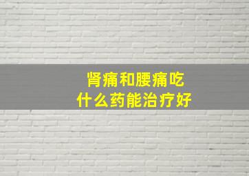 肾痛和腰痛吃什么药能治疗好