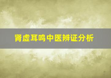 肾虚耳鸣中医辨证分析