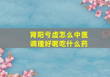 肾阳亏虚怎么中医调理好呢吃什么药