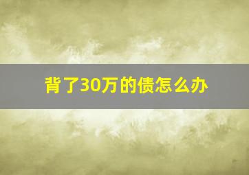 背了30万的债怎么办