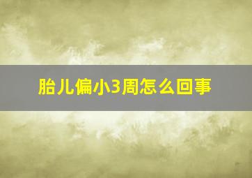 胎儿偏小3周怎么回事