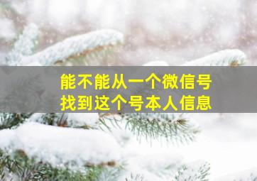 能不能从一个微信号找到这个号本人信息