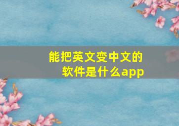 能把英文变中文的软件是什么app