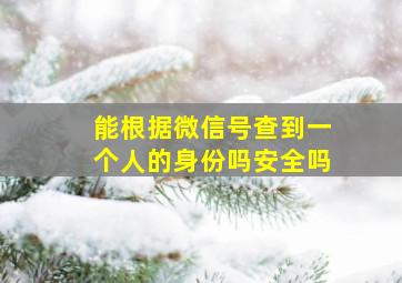 能根据微信号查到一个人的身份吗安全吗