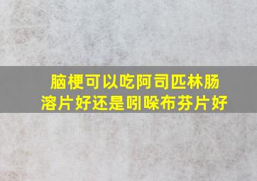 脑梗可以吃阿司匹林肠溶片好还是吲哚布芬片好