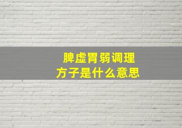 脾虚胃弱调理方子是什么意思