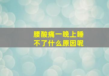 腰酸痛一晚上睡不了什么原因呢