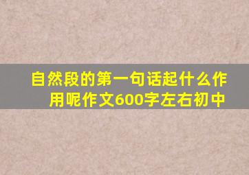 自然段的第一句话起什么作用呢作文600字左右初中