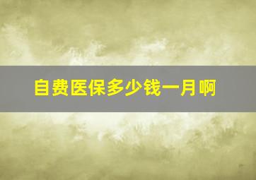 自费医保多少钱一月啊