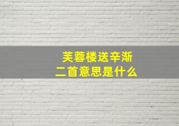 芙蓉楼送辛渐二首意思是什么