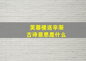 芙蓉楼送辛渐古诗意思是什么