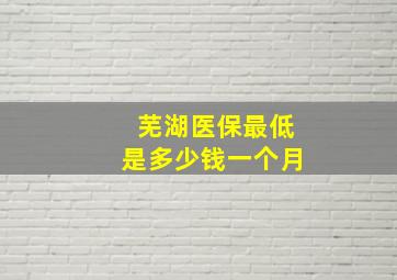 芜湖医保最低是多少钱一个月