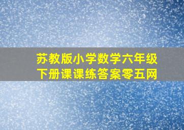 苏教版小学数学六年级下册课课练答案零五网