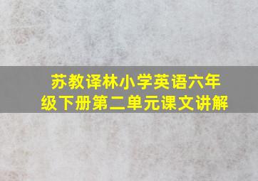 苏教译林小学英语六年级下册第二单元课文讲解