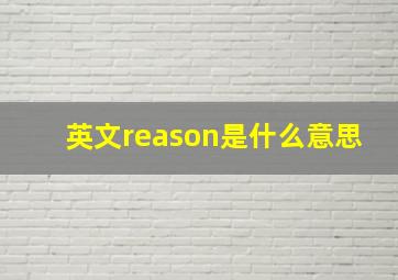 英文reason是什么意思