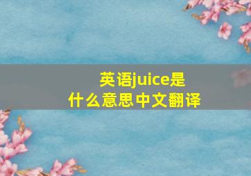 英语juice是什么意思中文翻译