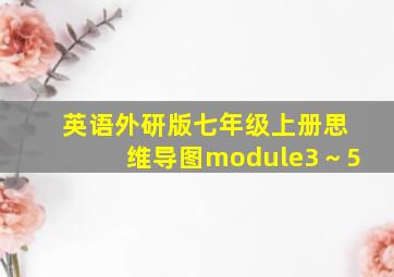 英语外研版七年级上册思维导图module3～5