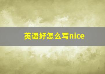 英语好怎么写nice