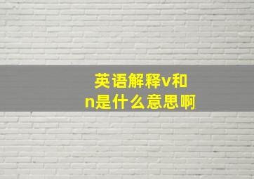 英语解释v和n是什么意思啊