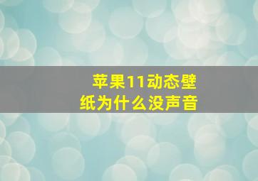 苹果11动态壁纸为什么没声音